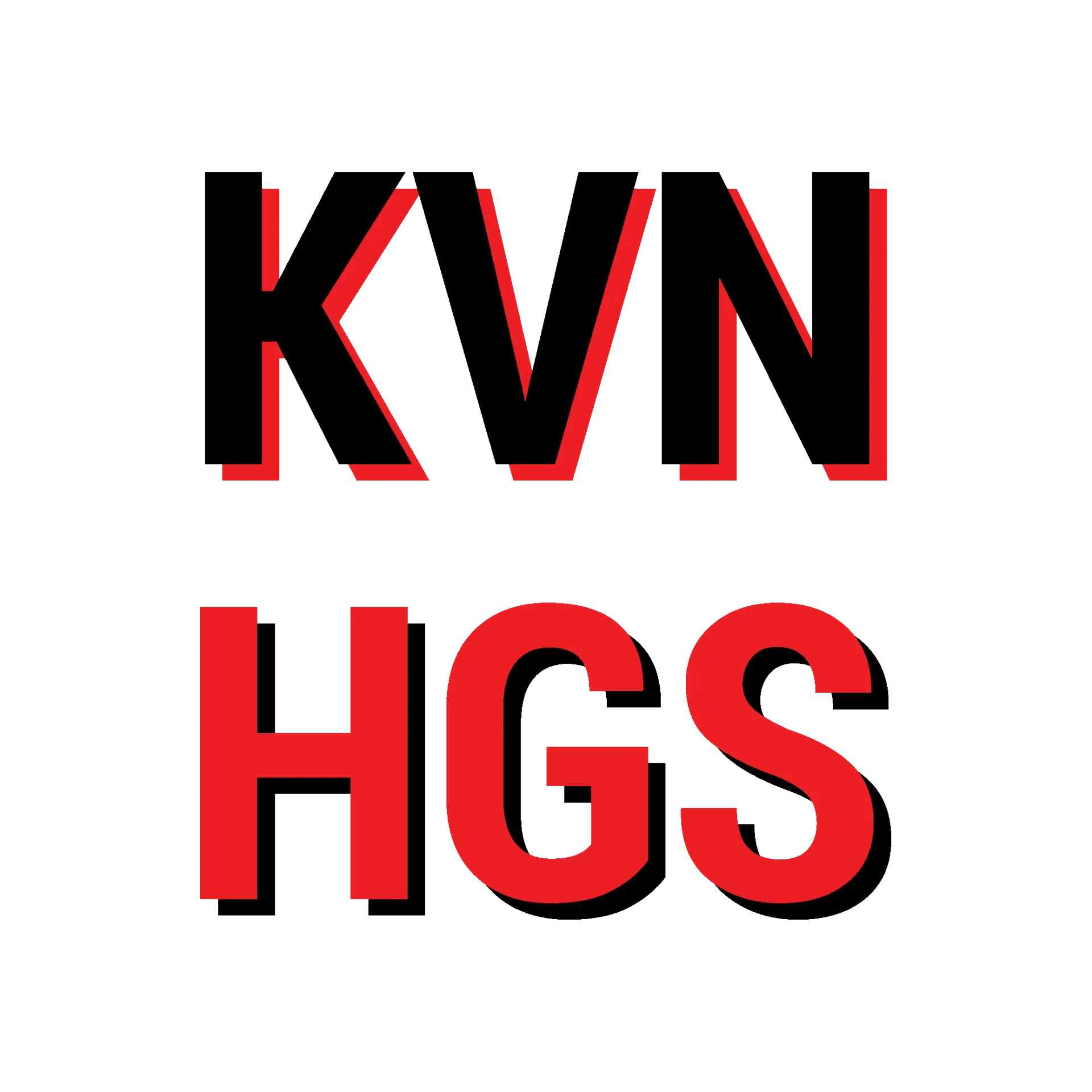 Logo KVN HGS en lettres noires et rouges, le studio de création digitale d’Entité & Co